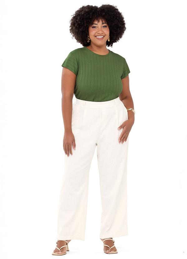 Rezzato - Blusa Canelada Manga Curta Plus Size Verde 2