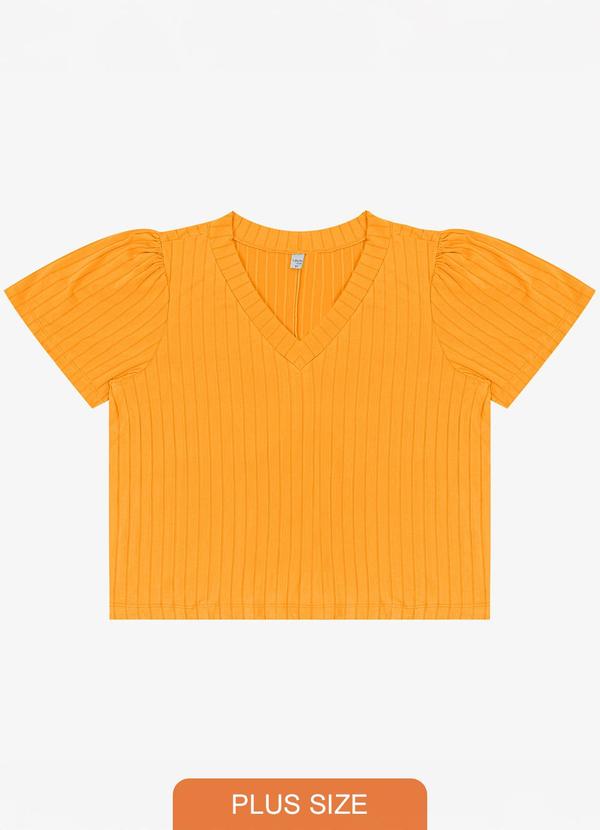 Infinita Cor - Blusa Canelada Plus Amarelo 1
