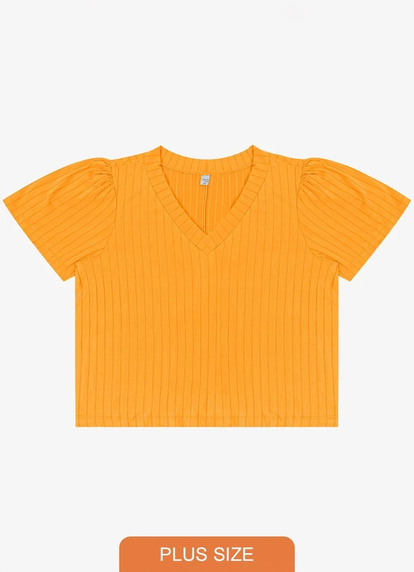 Infinita Cor - Blusa Canelada Plus Amarelo