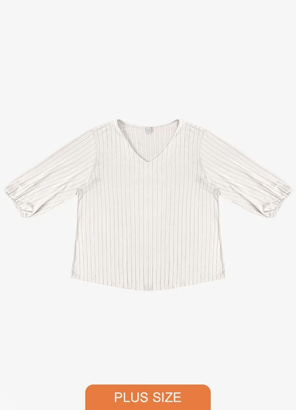 Infinita Cor - Blusa Canelada Plus Bege