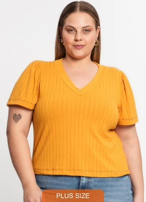 Blusa Canelada Plus Infinita Cor (Amarelo) - INFINITA COR