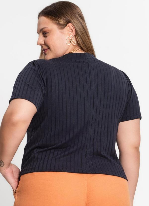 Infinita Cor - Blusa Canelada Plus Infinita Cor Azul 1