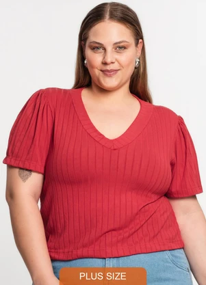 Blusa Canelada Plus Infinita Cor (Vermelho) - INFINITA COR