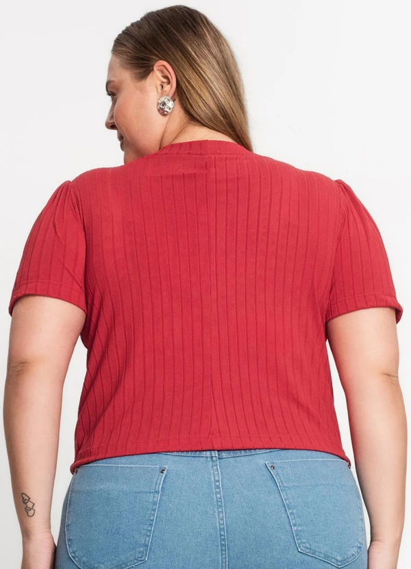 Infinita Cor - Blusa Canelada Plus Infinita Cor Vermelho 2