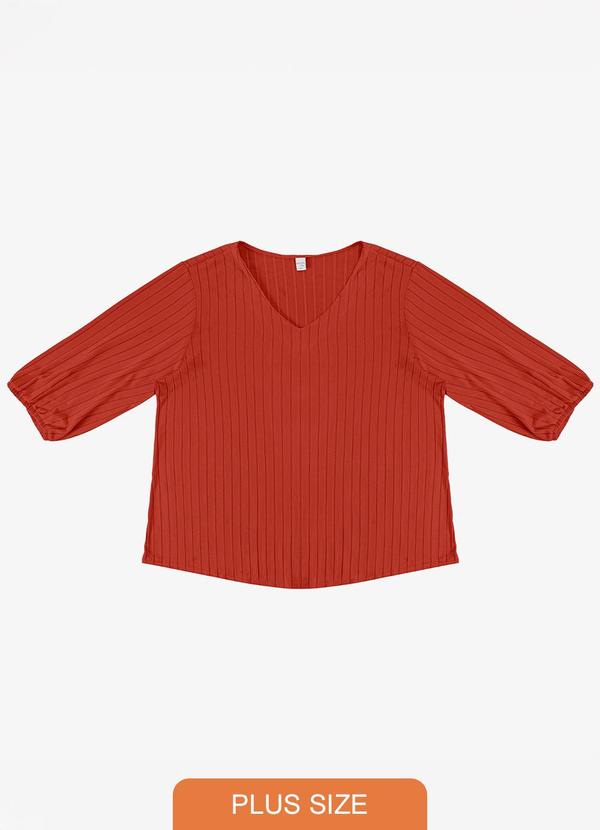 Infinita Cor - Blusa Canelada Plus Laranja