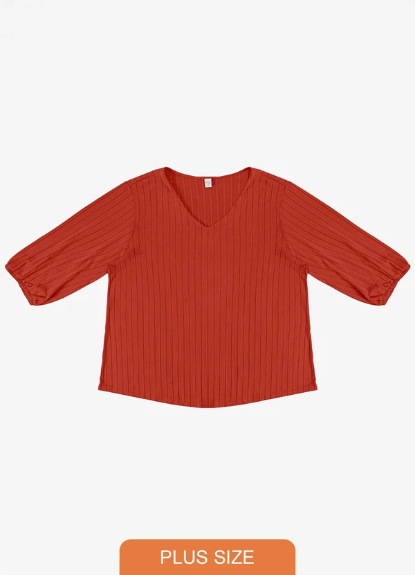 Infinita Cor - Blusa Canelada Plus Laranja