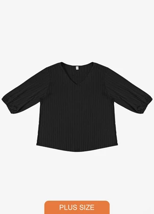 Infinita Cor - Blusa Canelada Plus Preto - INFINITA COR