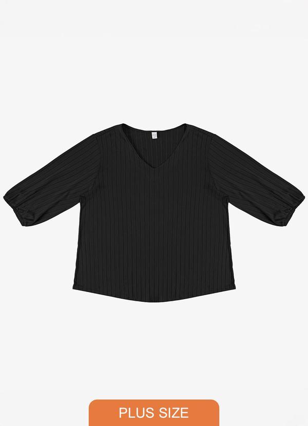 Infinita Cor - Blusa Canelada Plus Preto 1
