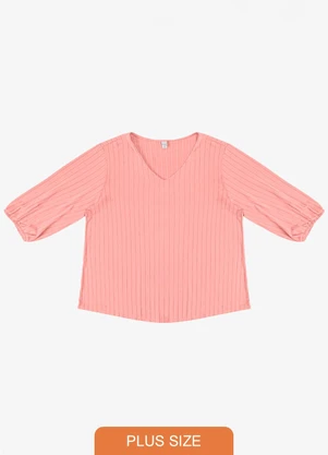 Infinita Cor - Blusa Canelada Plus Rosa - INFINITA COR
