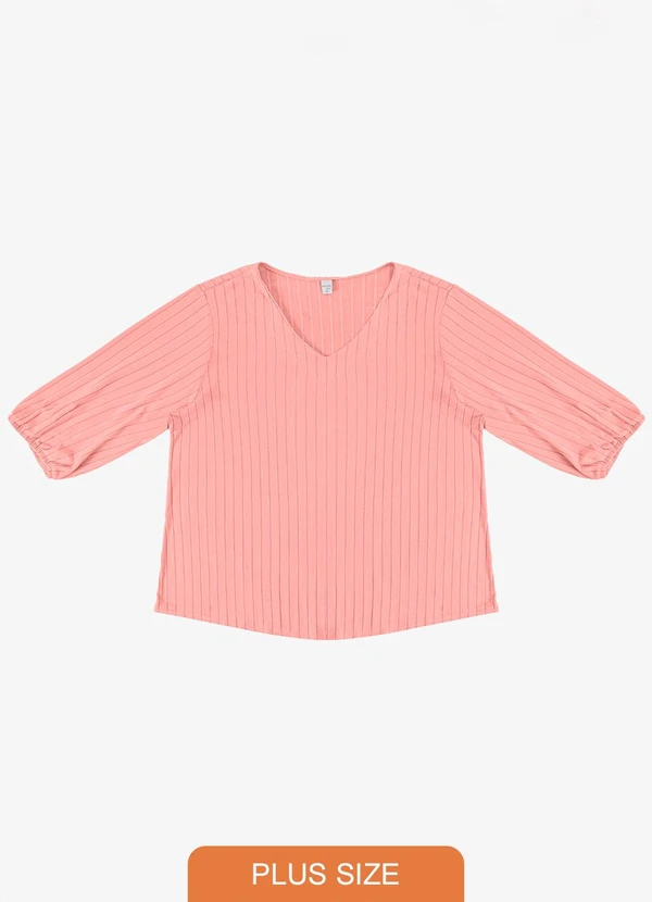 Infinita Cor - Blusa Canelada Plus Rosa