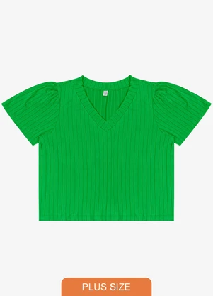 Infinita Cor - Blusa Canelada Plus Verde - INFINITA COR