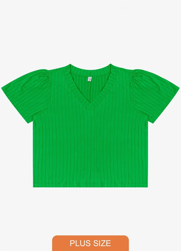 Infinita Cor - Blusa Canelada Plus Verde
