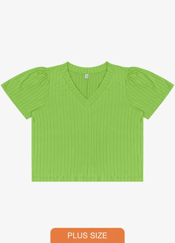 Infinita Cor - Blusa Canelada Plus Verde