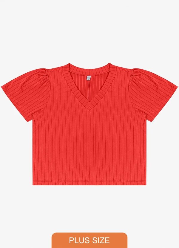 Infinita Cor - Blusa Canelada Plus Vermelho