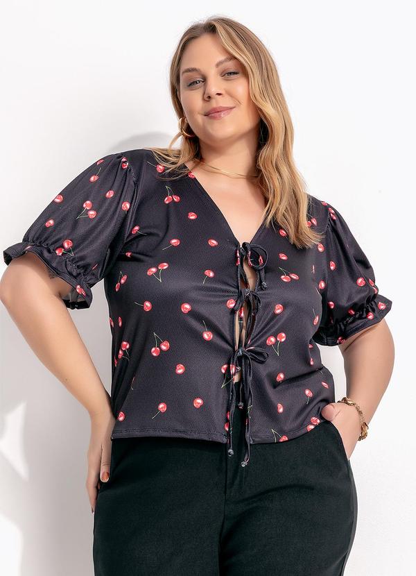 Blusa (Cereja Preta) em Malha Crepe