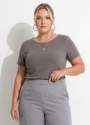 Blusa Cinza em Malha Crepe Encorpada