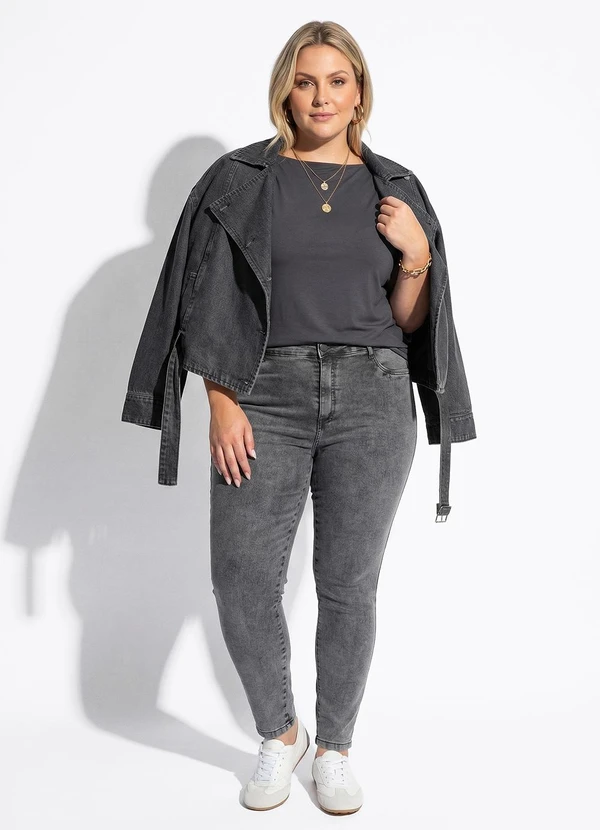 Marguerite - Blusa Cinza em Malha de Viscose