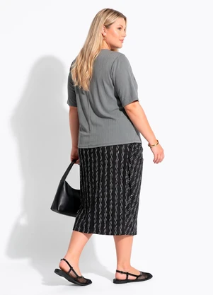 Marguerite - Blusa Cinza em Malha Plissada - MARGUERITE