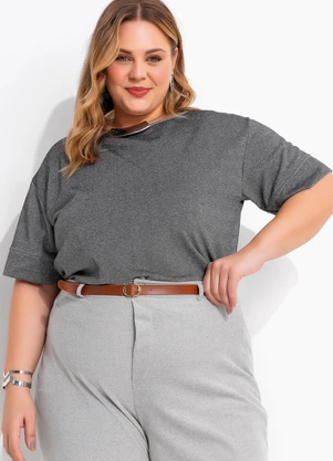 Marguerite - Blusa Cinza Escura em Malha Piquet - MARGUERITE