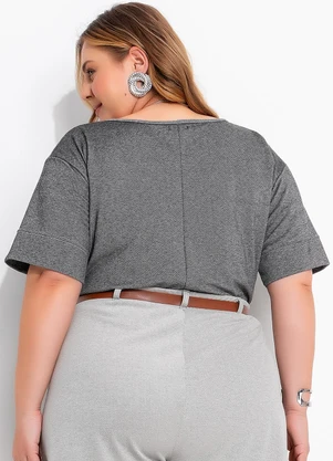 Marguerite - Blusa Cinza Escura em Malha Piquet - MARGUERITE