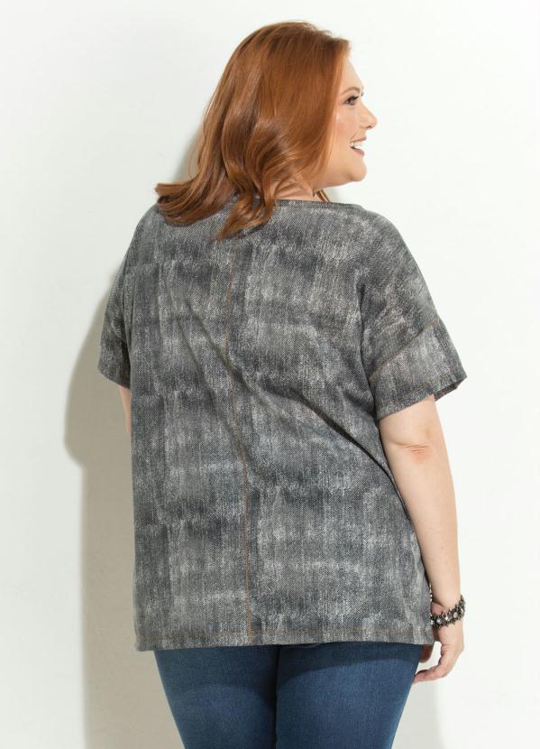 Quintess - Blusa Cinza Soltinha com Decote V 2