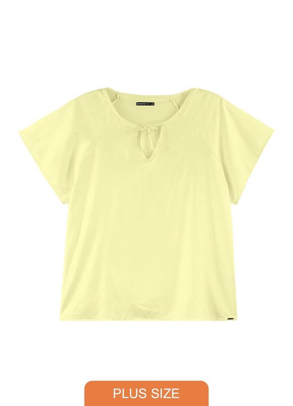 Rezzato - Blusa com Amarração no Decote Plus Size Amarelo