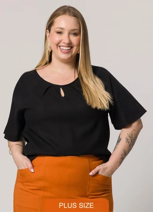 Lisamour - Blusa com Detalhe de Gota no Decote Preto - LISAMOUR