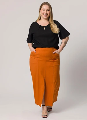 Lisamour - Blusa com Detalhe de Gota no Decote Preto - LISAMOUR