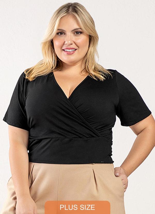 Rezzato - Blusa com Detalhe Lateral Adulto Plus Preto