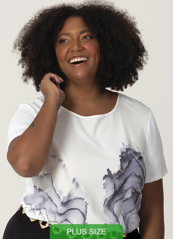 Habana - Blusa com Estampa Marmorizado Branco