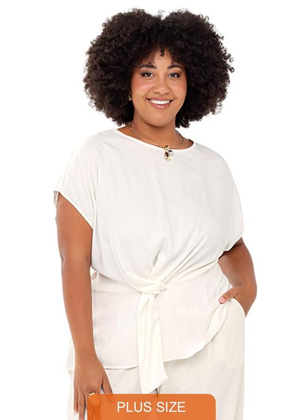 Rezzato - Blusa com Nó Frontal Adulto Plus Size Branco