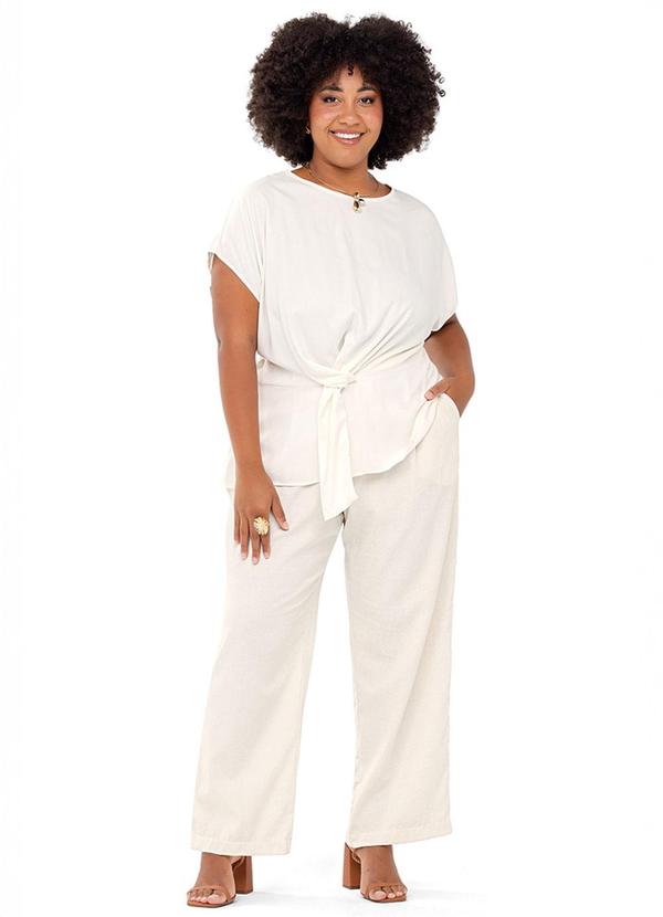 Rezzato - Blusa com Nó Frontal Adulto Plus Size Branco 2