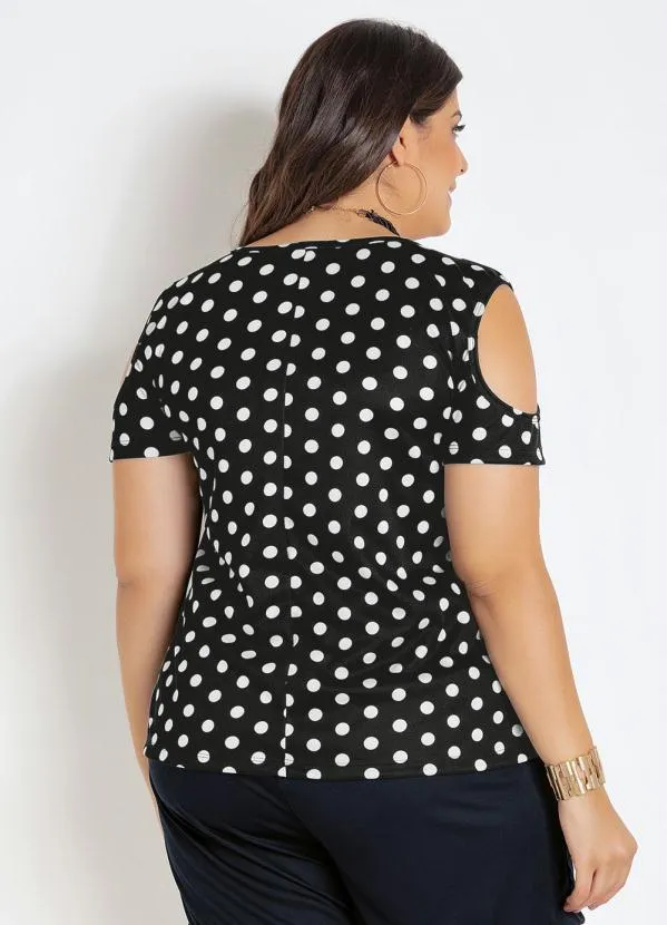 Marguerite - Blusa com Ombros Vazados Poá Plus Size 3
