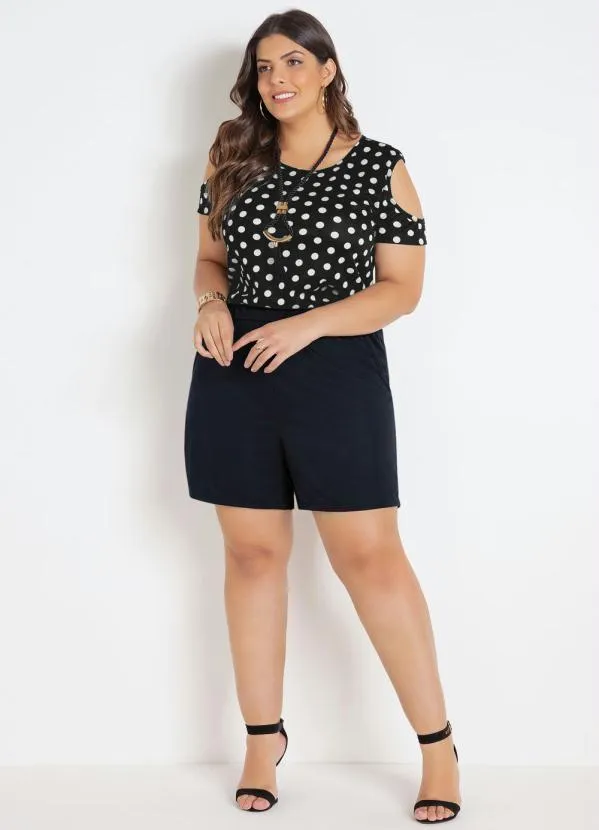 Marguerite - Blusa com Ombros Vazados Poá Plus Size 2