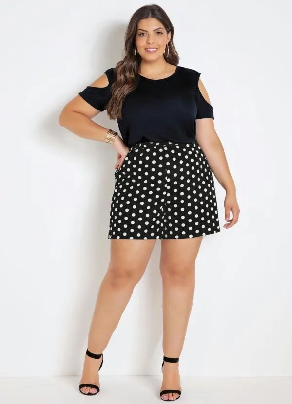 Marguerite - Blusa com Ombros Vazados Preta Plus Size 3