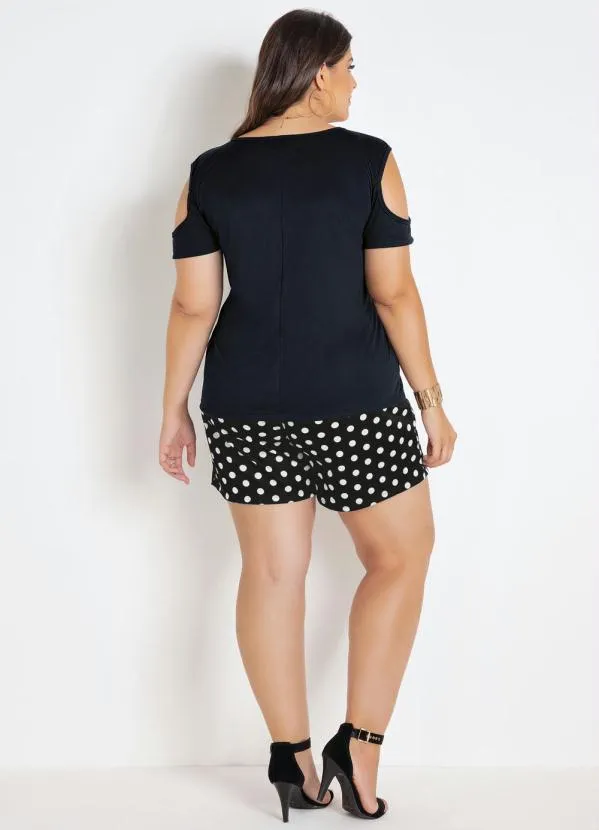 Marguerite - Blusa com Ombros Vazados Preta Plus Size 4
