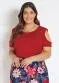 Marguerite - Blusa com Ombros Vazados Poá Plus Size - variação: Vermelha