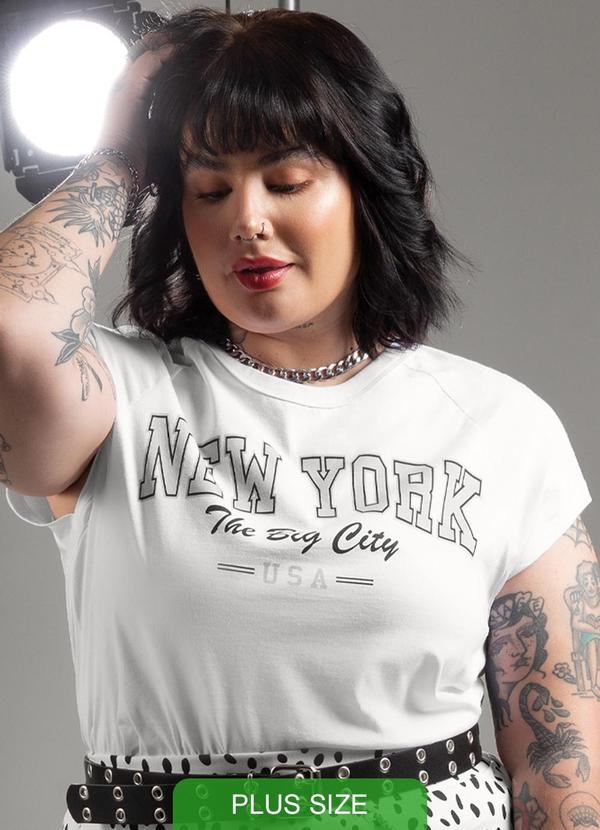 Cativa - Blusa Comfort Plus Size Estampada Branco