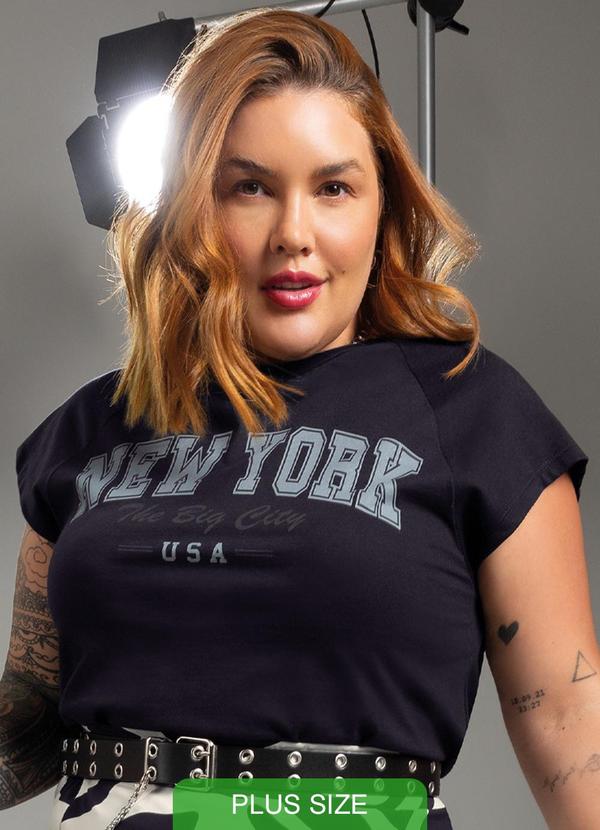 Cativa - Blusa Comfort Plus Size Estampada Preto