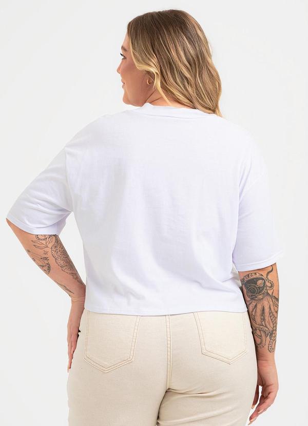 Cativa - Blusa Cropped Plus Size em Algodão Branco 2