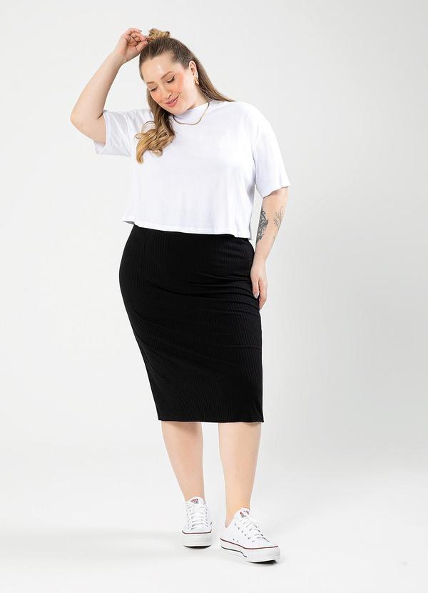 Cativa - Blusa Cropped Plus Size em Algodão Branco 3