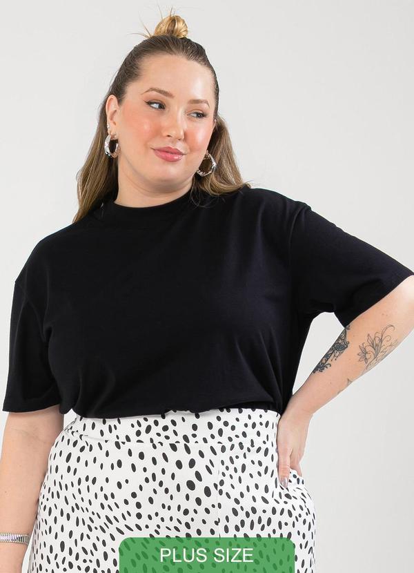 Cativa - Blusa Cropped Plus Size em Algodão Preto