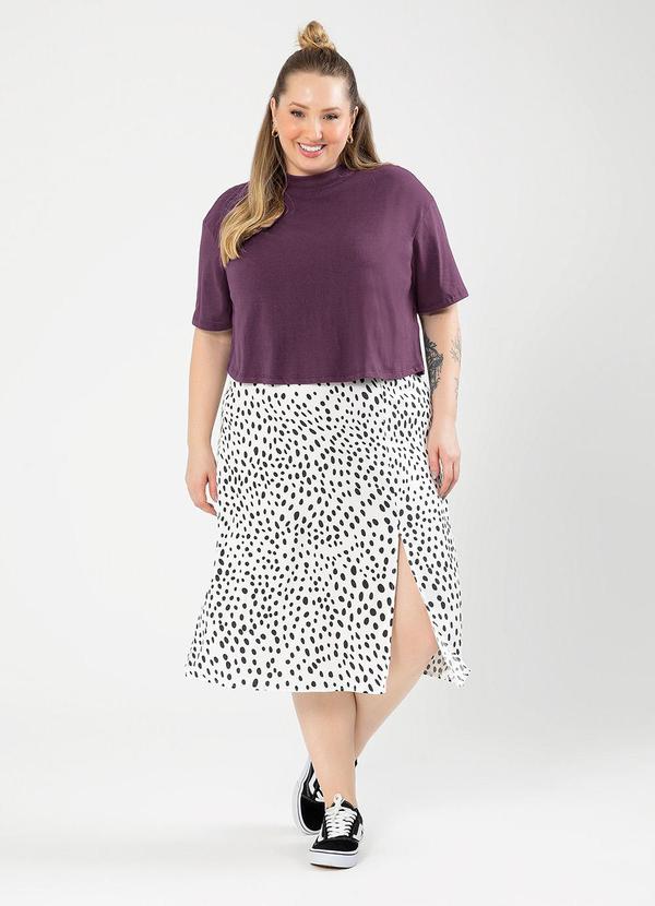 Cativa - Blusa Cropped Plus Size em Algodão Roxo 3