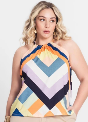 Infinita Cor - Blusa de Alça Plus Size Laranja - INFINITA COR