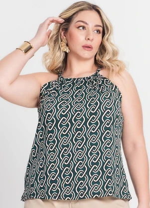 Infinita Cor - Blusa de Alça Plus Size Verde - INFINITA COR