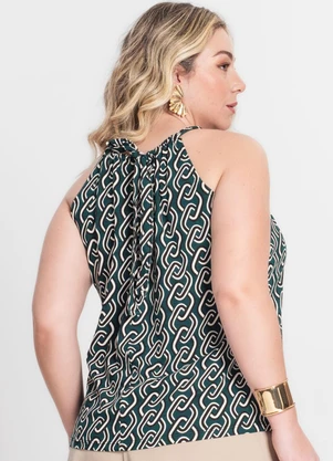 Infinita Cor - Blusa de Alça Plus Size Verde - INFINITA COR