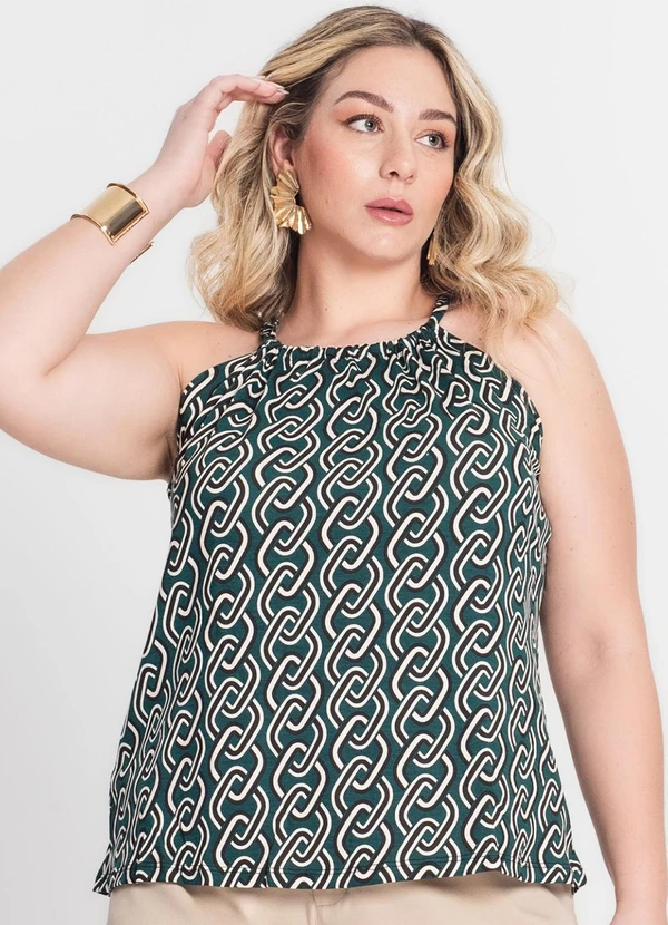 Infinita Cor - Blusa de Alça Plus Size Verde