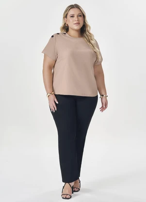 Lisamour - Blusa de Manda Curta Geométrica Marinho - LISAMOUR