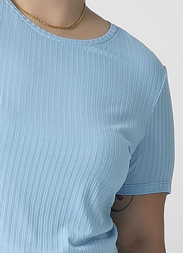 Habana - Blusa de Manga Curta Canelada Azul 3