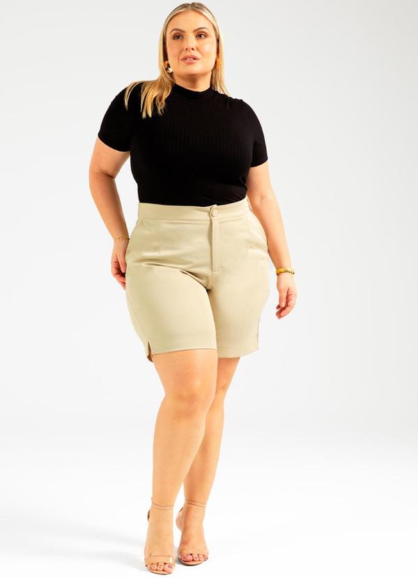 Cativa - Blusa de Manga Curta Canelada Preto 2